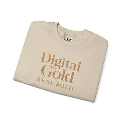 Sudadera de cuello redondo con diseño dorado digital: moda acogedora, regalo para amantes de la tecnología, cumpleaños y ropa informal, comodidad y estilo para el día a día. 