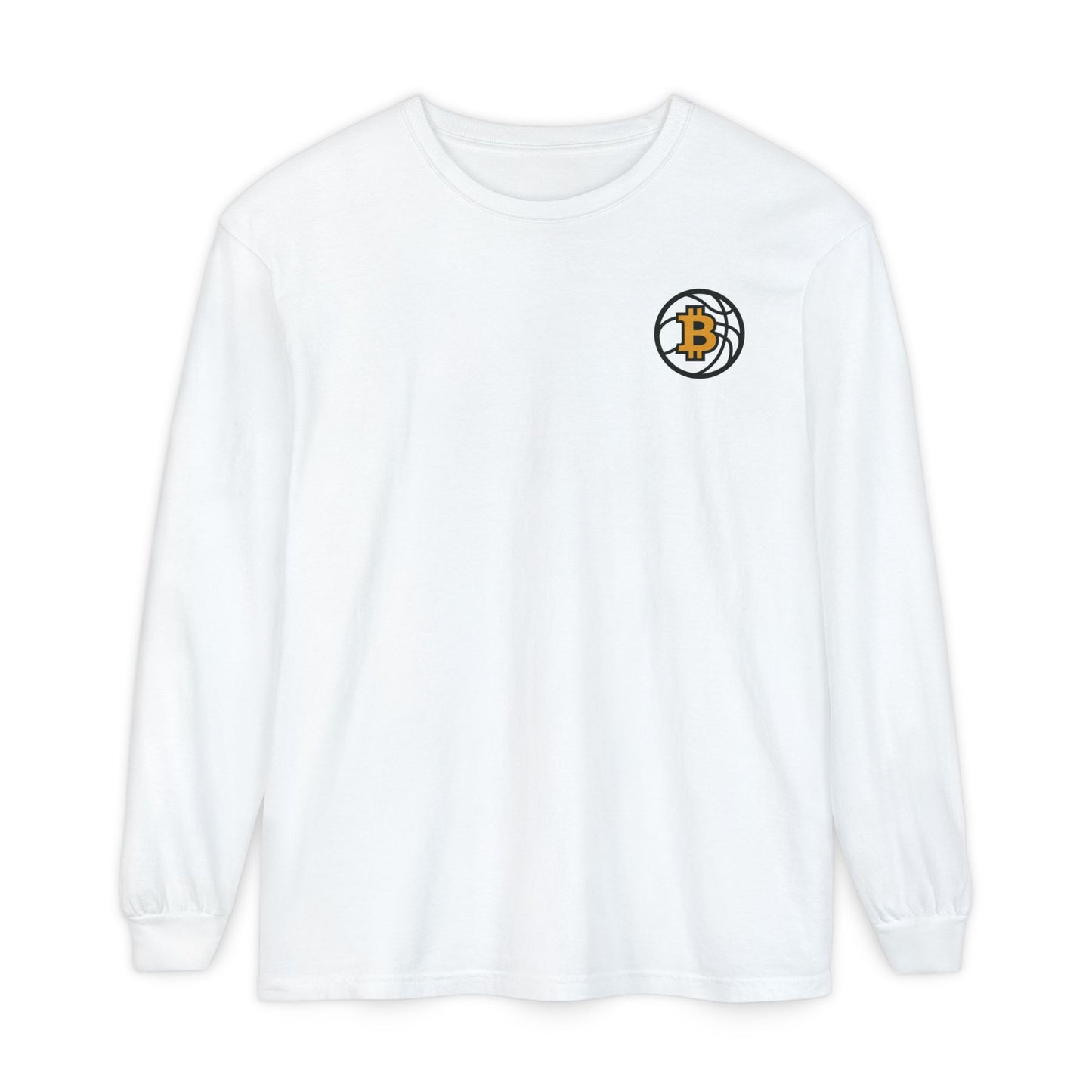 Bitcoin Basketball Long Sleeve T-Shirt - Casual Wear, Minimalist Style, Everyday Comfort, Streetwear Essentials