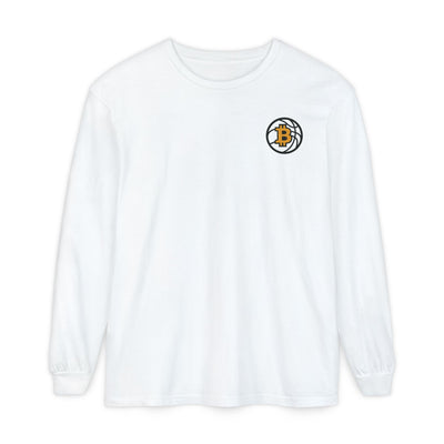 Camiseta de manga larga de baloncesto Bitcoin: ropa informal, estilo minimalista, comodidad para el día a día, prendas básicas de calle.