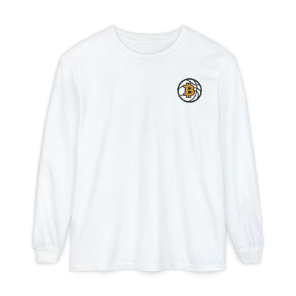 Camiseta de manga larga de baloncesto Bitcoin: ropa informal, estilo minimalista, comodidad para el día a día, prendas básicas de calle.