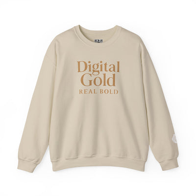 Sudadera de cuello redondo con diseño dorado digital: moda acogedora, regalo para amantes de la tecnología, cumpleaños y ropa informal, comodidad y estilo para el día a día. 