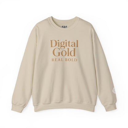 Sudadera de cuello redondo con diseño dorado digital: moda acogedora, regalo para amantes de la tecnología, cumpleaños y ropa informal, comodidad y estilo para el día a día. 