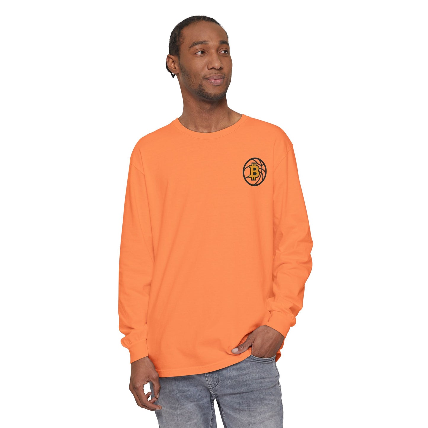 Bitcoin Basketball Long Sleeve T-Shirt - Casual Wear, Minimalist Style, Everyday Comfort, Streetwear Essentials