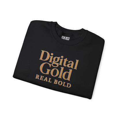 Sudadera de cuello redondo con diseño dorado digital: moda acogedora, regalo para amantes de la tecnología, cumpleaños y ropa informal, comodidad y estilo para el día a día. 
