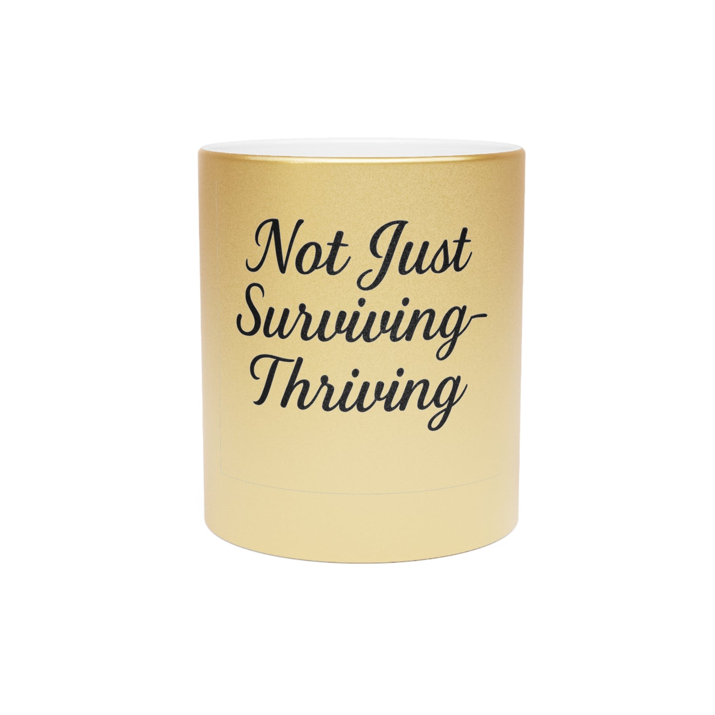 Survivor Metallic Mug - Gold/Silver Coffee Cup, DV Awareness, Thriving Mug