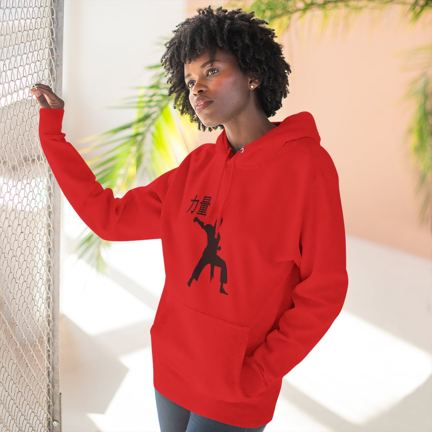 Martial Arts Silhouette Hoodie — Strength (力量) Graphic Fleece