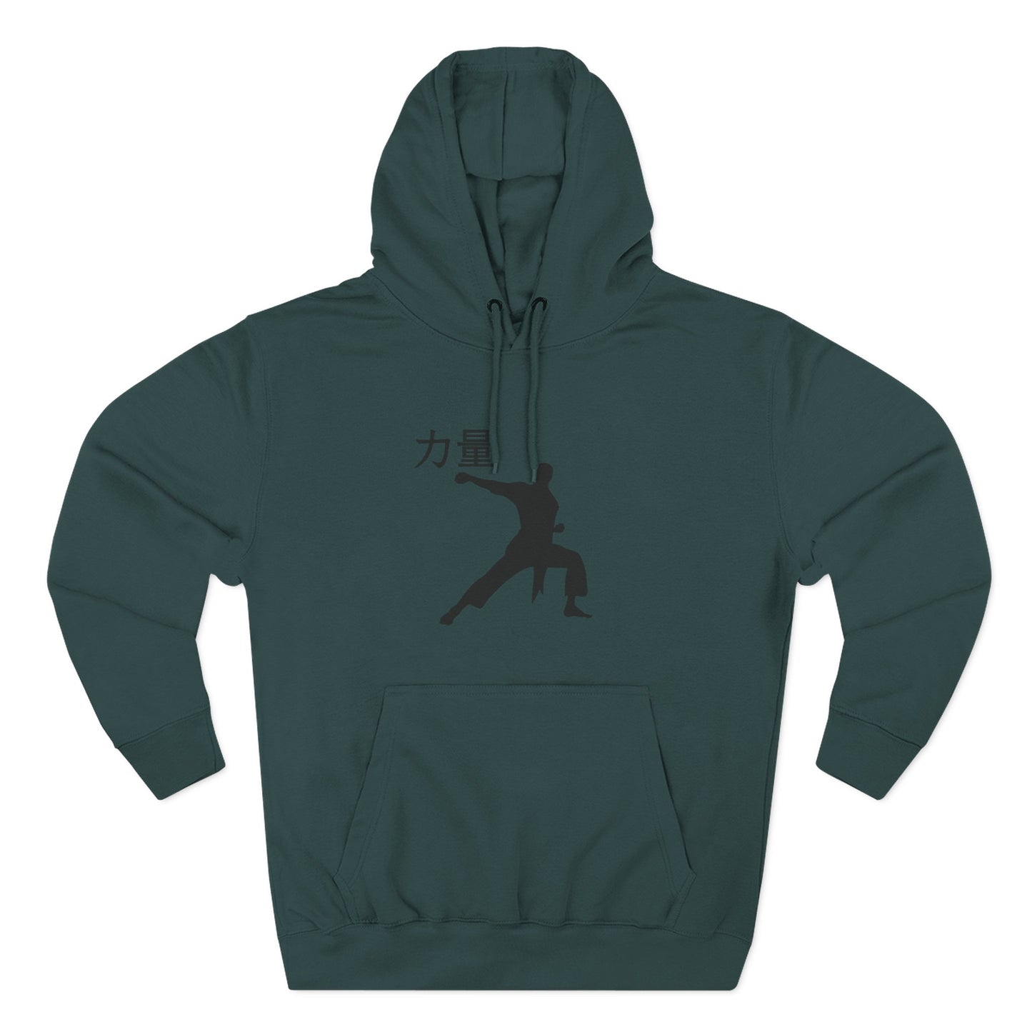 Martial Arts Silhouette Hoodie — Strength (力量) Graphic Fleece