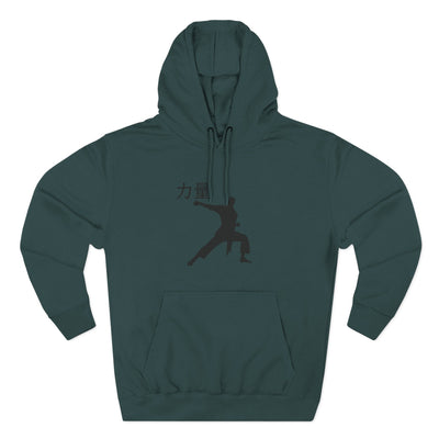 Martial Arts Silhouette Hoodie — Strength (力量) Graphic Fleece