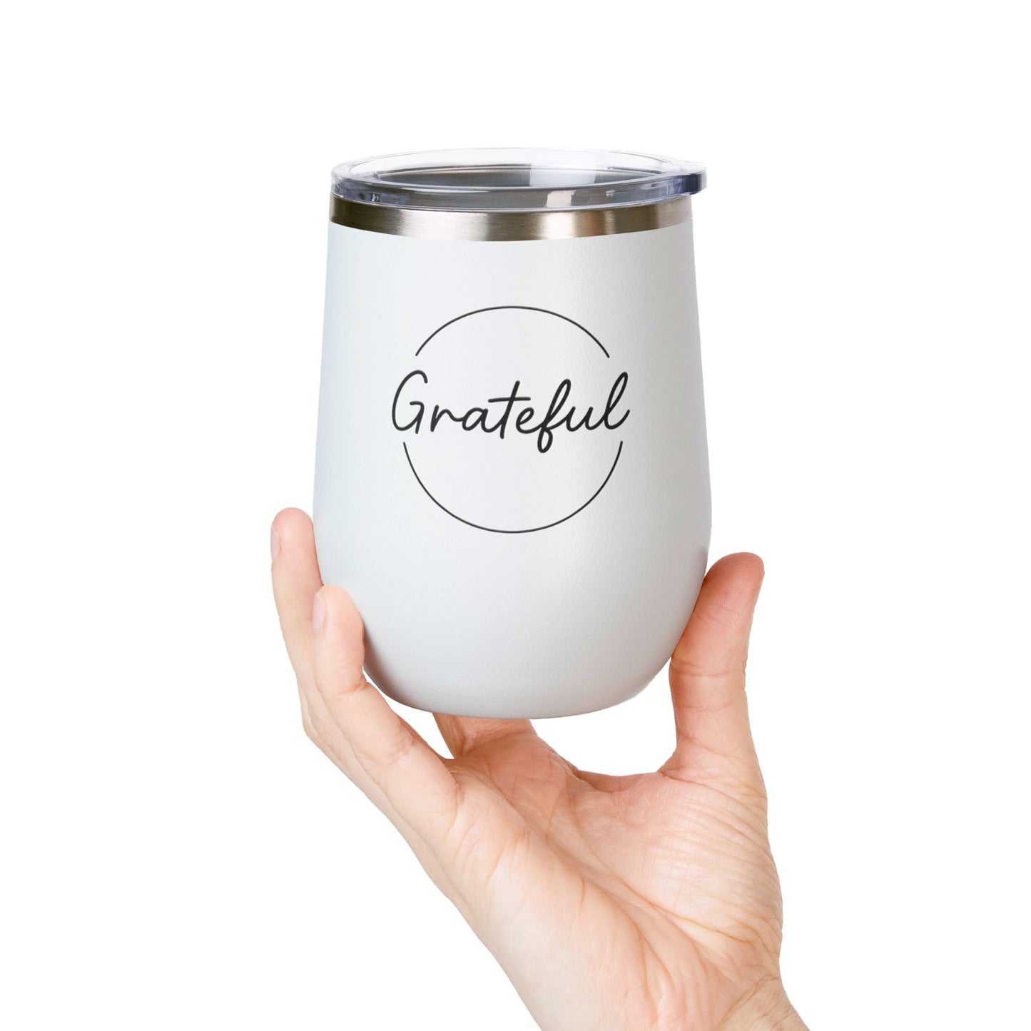Grateful Wine Tumbler | 12oz Stainless Steel Insulated Cup, Birthday Gift, Wine Lover's Gift, Outdoor Events, Bachelorette Party Favor