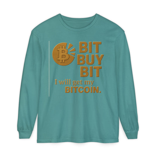 Bit by Bit - Get Bitcoin; Cryptocurrency Long Sleeve T-Shirt - Casual Wear, Minimalist Style, Everyday Comfort, Streetwear Essentials