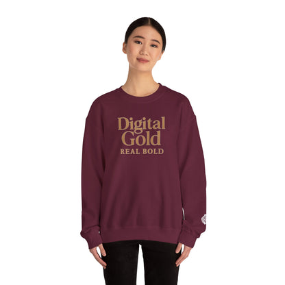 Sudadera de cuello redondo con diseño dorado digital: moda acogedora, regalo para amantes de la tecnología, cumpleaños y ropa informal, comodidad y estilo para el día a día. 