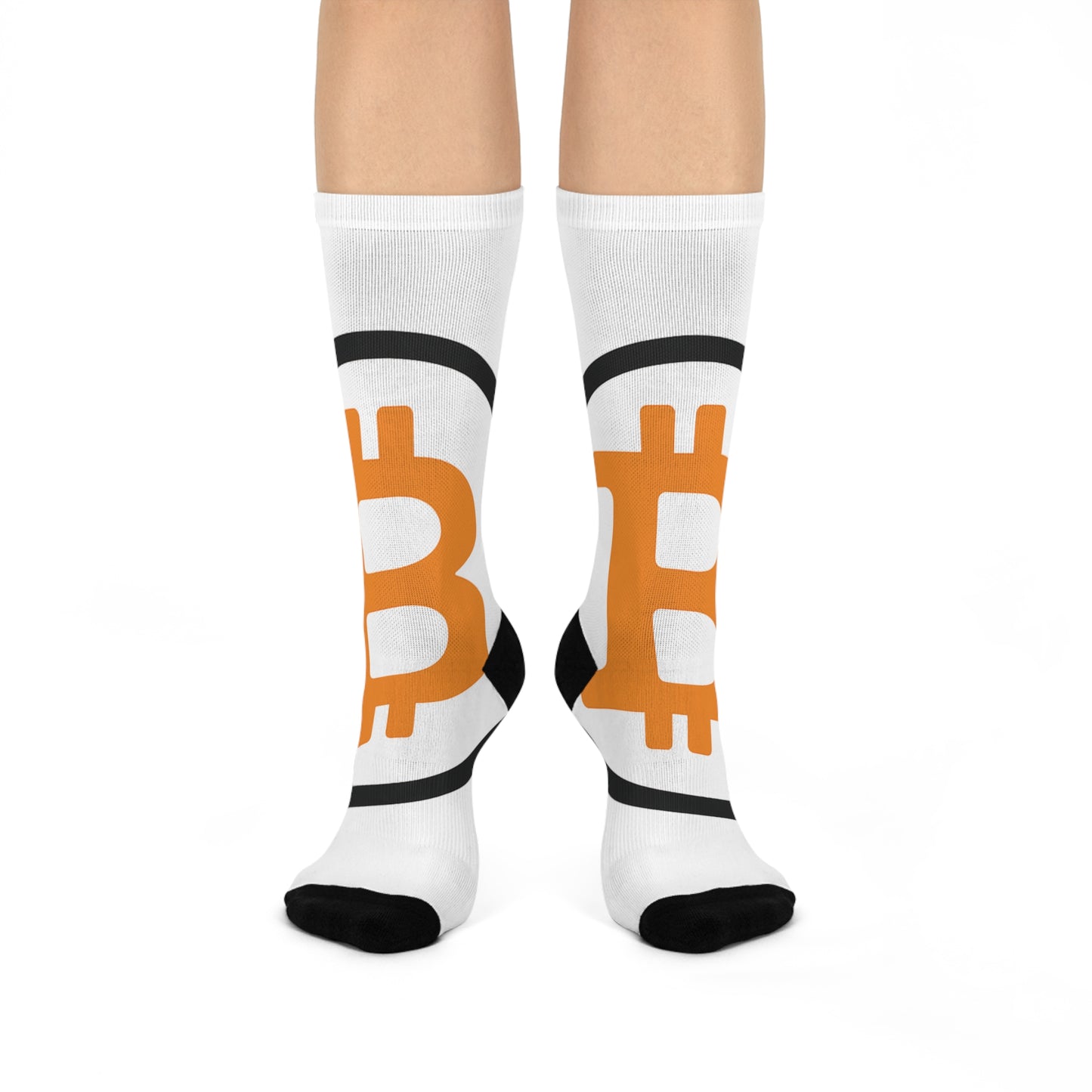 Bitcoin-themed Cushioned Crew Socks, Gift for Crypto Enthusiasts, Trendy Socks, Unique Socks, Cryptocurrency Accessories