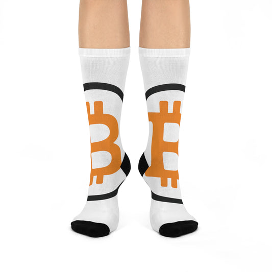 Bitcoin-themed Cushioned Crew Socks, Gift for Crypto Enthusiasts, Trendy Socks, Unique Socks, Cryptocurrency Accessories