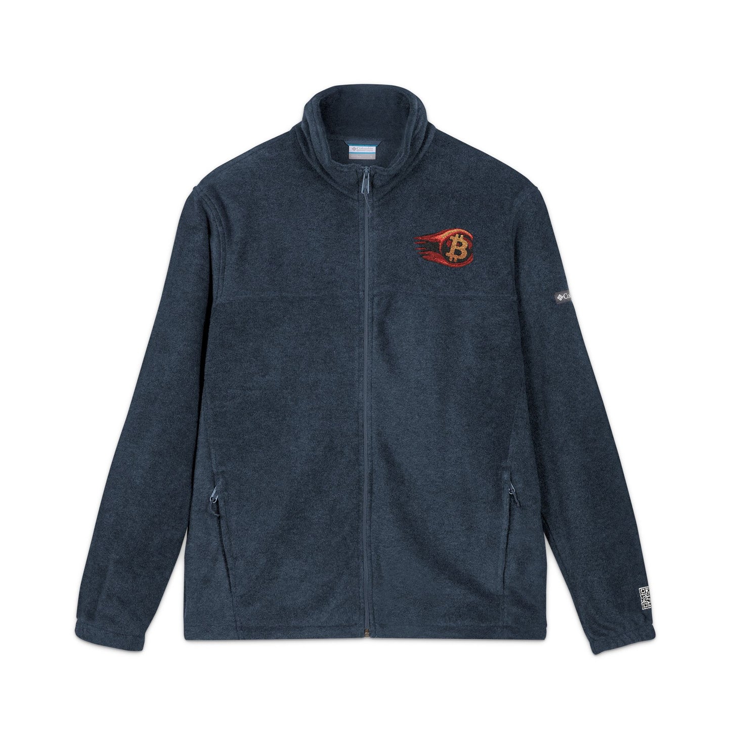 Cryptocurrency Fleece Jacket with Bitcoin Embroidery, Cozy Outerwear, Ideal for Outdoor Adventures, HODL Style, Perfect for Gifting