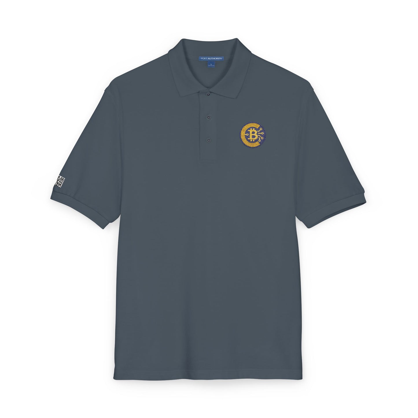 Crypto-Bitcoin Embroidered Polo Shirt, Casual Wear, Gift for Him, Everyday Outfit, Golf Fashion