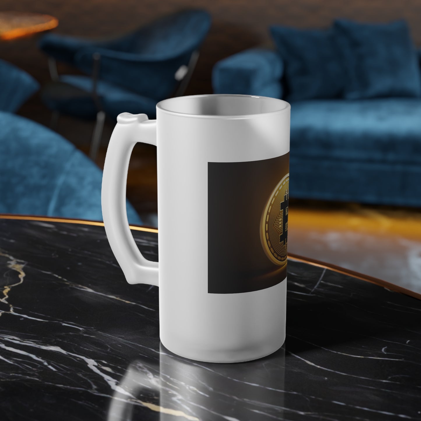 Jarra de cerveza de vidrio esmerilado con diseño de Bitcoin: perfecta para amantes de las criptomonedas, vajilla única, regalo para papá o amigos, cumpleaños, [...] 