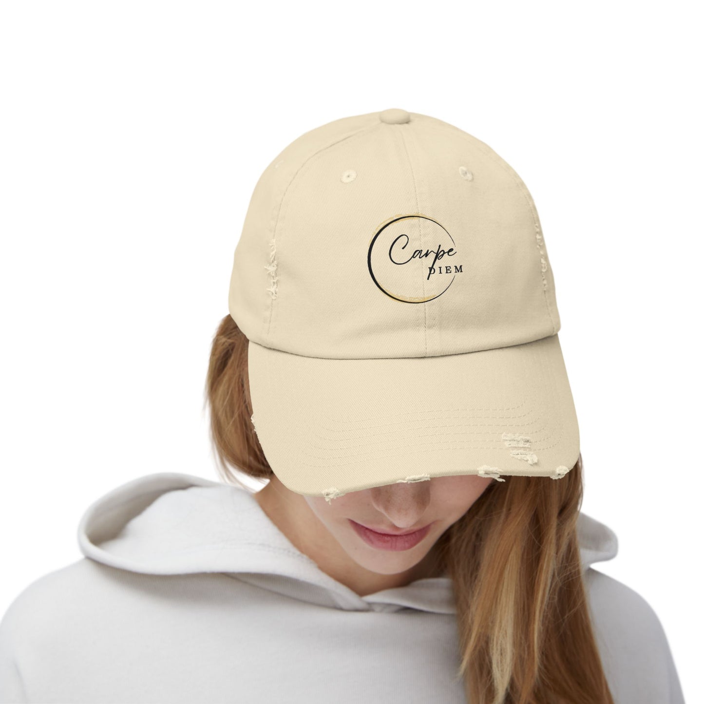Gorra desgastada: Carpe Diem; "Aprovecha el día" - Gorra, ropa informal, regalo elegante, accesorio de verano, prenda inspiradora 