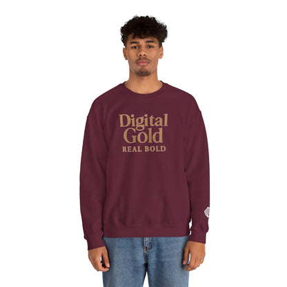 Sudadera de cuello redondo con diseño dorado digital: moda acogedora, regalo para amantes de la tecnología, cumpleaños y ropa informal, comodidad y estilo para el día a día. 