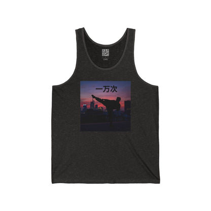 "Ten Thousand Times" Chinese - Jersey Tank with Inspirational Design, Cool Athletic Wear, Casual Summer Top, Perfect Gift for Fitness Lovers, Stylish Graphic Tee