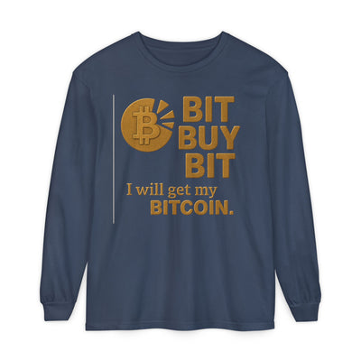 Bit a Bit - Consigue Bitcoin; Camiseta de manga larga con criptomonedas: ropa informal, estilo minimalista, comodidad para el día a día, prendas básicas de calle.