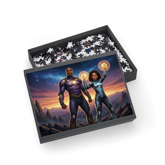 Vortex & Vector Superhero Puzzle;  - Father & Daughter Superhero Team, Fun for Game NightPuzzle Lovers, Mythical Puzzle