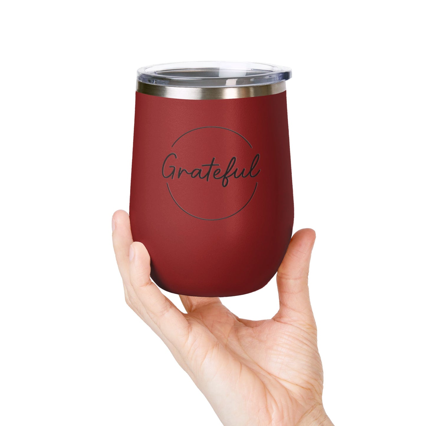 Grateful Wine Tumbler | 12oz Stainless Steel Insulated Cup, Birthday Gift, Wine Lover's Gift, Outdoor Events, Bachelorette Party Favor