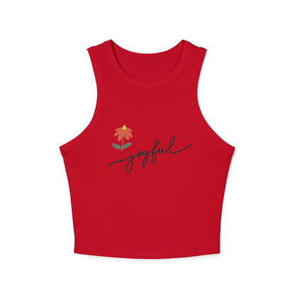 Camiseta sin mangas con estampado floral alegre, top corto para mujer, estilo veraniego, ropa de diario, ropa motivacional, camiseta informal para entrenar. 