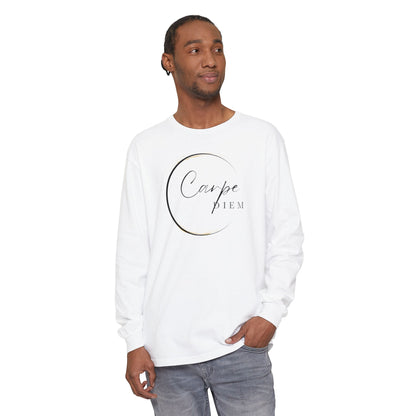 Camiseta de manga larga Carpe Diem, camiseta motivacional, moda unisex, uso diario, regalo para amigos, corte holgado.